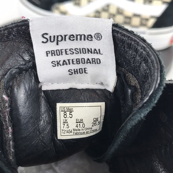 Vans x Supreme Sk8-Hi Pro Checkered Black/White Skate Shoes Men's Size 8.5 - Picture 11 of 16